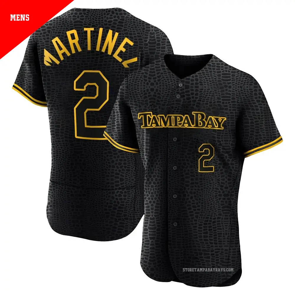 Men's ＃2 Michael Martinez Tampa Bay Rays Black Authentic Snake Skin City Jersey