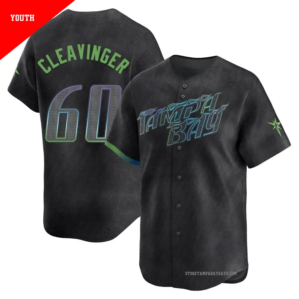 Youth ＃60 Garrett Cleavinger Tampa Bay Rays Charcoal Limited 2024 City Connect Jersey